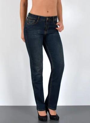 ESRA Straight-Jeans High Waist Straight Fit Jeans Damen Gerader Schnitt bis Übergröße G1 Straight Leg Damen Jeans High Waist Regular Jeanshose Stretch Hose