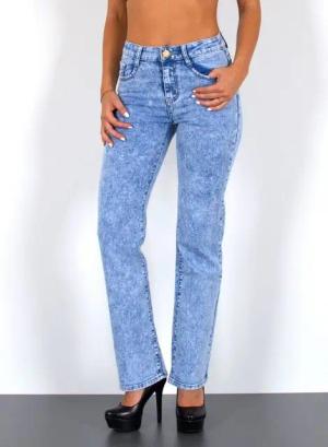 ESRA Straight-Jeans Damen Jeans Straight Leg mit hoher Bundhöhe und geradem Schnitt G2 Straight Jeans Damen Stretch Regular Jeans High Waist bis Plus Size