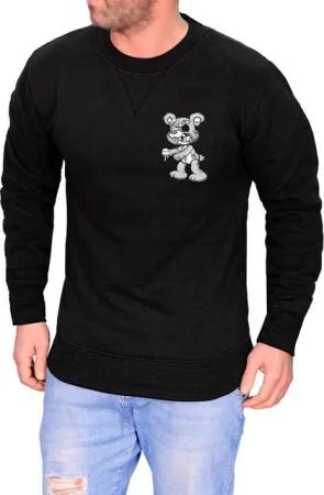 RMK Rundhalspullover Herren Pullover Langarmshirt Sweatshirt Pulli mit Cartoon Motiv