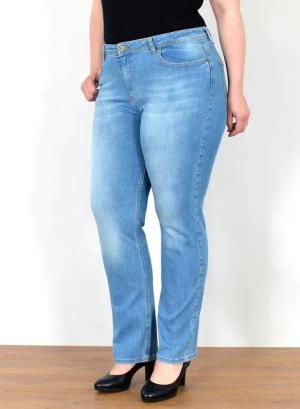 ESRA Straight-Jeans Straight Fit Jeans Damen High Waist Jeans-Hose Regular bis Übergröße Gerade Schnitt Jeanshose Damen hohe Leibhöhe Stretch Jeans Straight