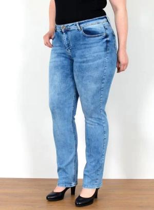ESRA Straight-Jeans Straight Fit Jeans Damen High Waist Jeans-Hose Regular bis Übergröße Gerade Schnitt Jeanshose Damen hohe Leibhöhe Stretch Jeans Straight