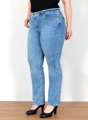 ESRA Straight-Jeans Straight Fit Jeans Damen High Waist Jeans-Hose Regular bis Übergröße Gerade Schnitt Jeanshose Damen hohe Leibhöhe Stretch Jeans Straight