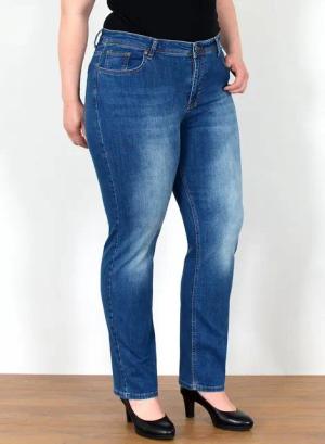ESRA Straight-Jeans Straight Fit Jeans Damen High Waist Jeans-Hose Regular bis Übergröße Gerade Schnitt Jeanshose Damen hohe Leibhöhe Stretch Jeans Straight