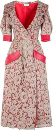 RUA & RUA Wickelkleid Kleid aus Spitze & Leder Cocktailkleid