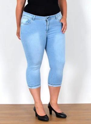 ESRA Caprijeans Capri Jeans Damen High Waist Hose 3 4 Jeans Damen Sommer bis Übergröße Sommer Damen Jeans Capri Hose Damen 3/4 Hose hoher Bund Große Größe