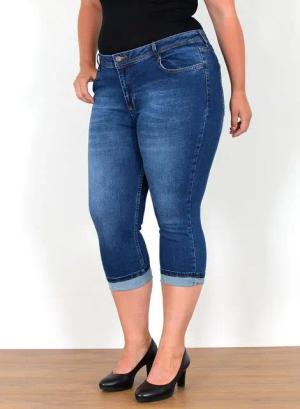 ESRA Caprijeans Capri Jeans Damen High Waist Hose 3 4 Jeans Damen Sommer bis Übergröße Sommer Damen Jeans Capri Hose Damen 3/4 Hose hoher Bund Große Größe
