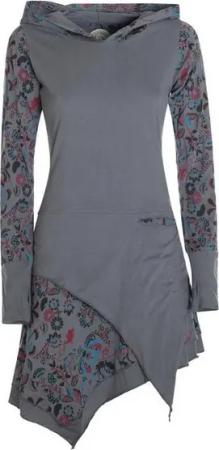 Vishes Zipfelkleid Langarm Kleid Elfen Zipfelige Elfentunika Bedruckt Hippie, Boho, Goa, Elfen Style