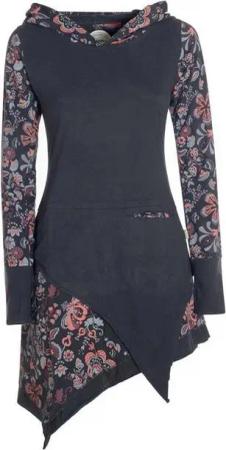 Vishes Zipfelkleid Langarm Kleid Elfen Zipfelige Elfentunika Bedruckt Hippie, Boho, Goa, Elfen Style