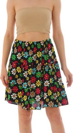 Bongual Sommerrock Stufenrock mit Neon-Blumen Print