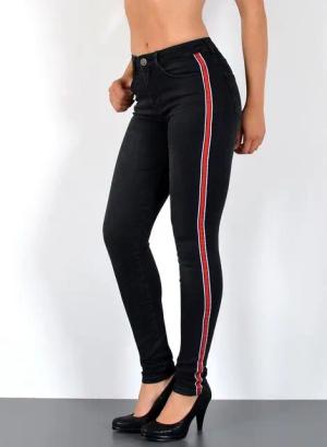 ESRA Skinny-fit-Jeans Damen High Waist Skinny Jeans mit Streifen bis Große Größe J330 Skinny Jeans Damen High Waist mit Seitenstreifen Galonstreifen Hose