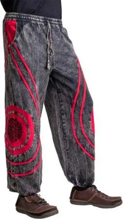 KUNST UND MAGIE Cargohose Hippiehose Blume des Lebens Pluderhose Haremshose Flower of Life Baggy