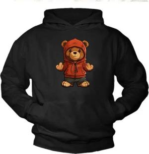 MAKAYA Kapuzenpullover Teddybär Herren Teddy Pullover mit Kapuze Pulli Jungen Sweatshirt mit Druck Print