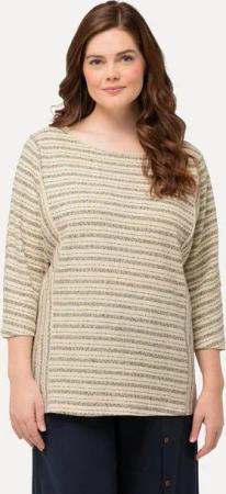 Ulla Popken Sweatshirt Sweatshirt Streifen Rundhals 3/4-Arm Biobaumwolle