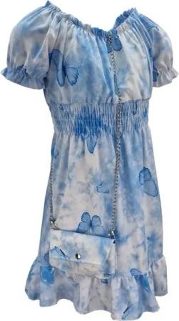 Girls Fashion Sommerkleid Mädchen Kleid Sommerkleid mit Tasche, K9528e (mit Tasche)