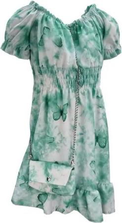Girls Fashion Sommerkleid Mädchen Kleid Sommerkleid mit Tasche, K9528e (mit Tasche)