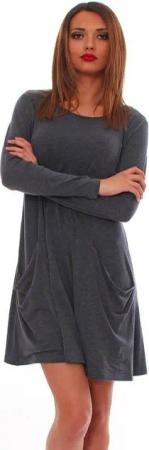 Mississhop A-Linien-Kleid Kleid Tunika Longshirt Pulli Tunika Minikleid mit Taschen 6514