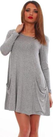 Mississhop A-Linien-Kleid Kleid Tunika Longshirt Pulli Tunika Minikleid mit Taschen 6514