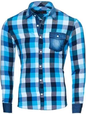 Reslad Langarmhemd Reslad Herren Hemd Karo Vintage Look RS-7204 kariertes Herrenhemd Material-Mix
