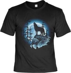 Tini - Shirts Print-Shirt Heulender Wolf auf Felsen in der Nacht Tshirt : Wolfsmond Wolf Motiv TShirt