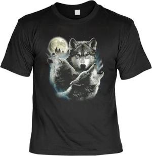 Tini - Shirts Print-Shirt Wolfsrudel heulender Wolf im Mond Tshirt : 3 Wöilfe im Mond Wolfrudel