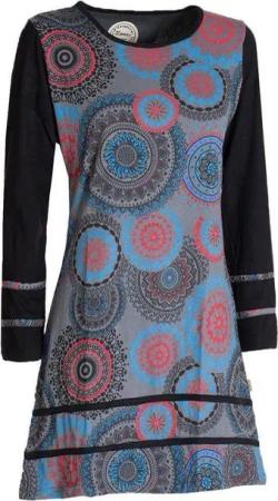 Vishes Jerseykleid Langarm Longshirt-Kleid Sweatkleid Shirt-Kleid Madalas Hippie, Ethno, Elfen, Retro Style