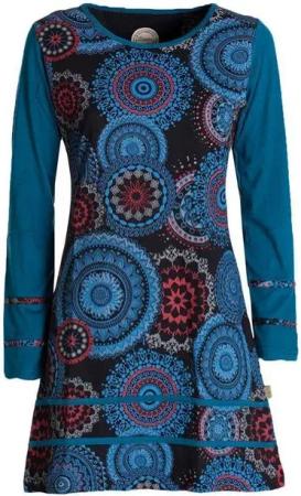 Vishes Jerseykleid Langarm Longshirt-Kleid Sweatkleid Shirt-Kleid Madalas Hippie, Ethno, Elfen, Retro Style