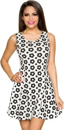 Atixo Minikleid Minikleid Sommerkleid Retro Kleid Paty schwarz weiß geblümt Polka Dots