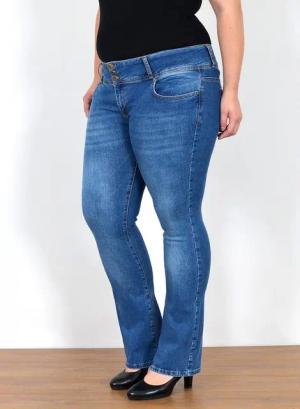 ESRA Bootcut-Jeans FB6 Damen Bootcut Jeans Hose Low Waist bis Übergröße, Jeans Bootcut Hose Damen Hüftjeans Schlaghose mit Stretch bis Plus Size, Flared Jeans mit weitem Beim und niedriger Leibhöhe bis Große Größen, Damen Schlagjeans Low Rise Bootcut Jean
