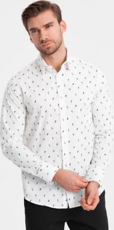 OMBRE Langarmhemd Gemustertes Herrenhemd aus Baumwolle SLIM FIT