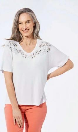 GOLDNER T-Shirt Top mit V-Ausschnitt
