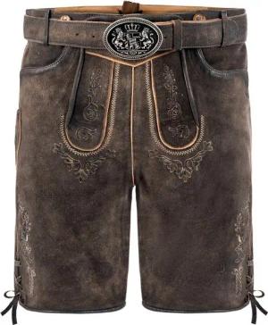 FUCHS Trachtenlederhose Lederhose kurz Daniel dunkelbraun (3-tlg) inkl. Gürtel und Hosenträger