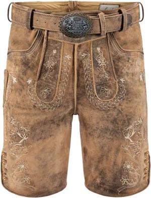 FUCHS Trachtenlederhose Lederhose kurz Peter sand (2-tlg) inkl. Gürtel