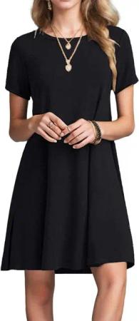 LUCKZON Sommerkleid Lässiges T-Shirt-Kleid für Damen, kurzärmelig, Sommer, Strandkleid, schwingendes fließendes Minikleid