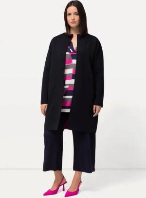 Ulla Popken Strickjacke Long-Strickjacke Doubleface-Strick Klappkragen