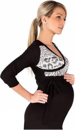 SYS Umstandskleid Umstandskleid Shirtkleid Kleid Shirt Muster Stretch Kurzarm