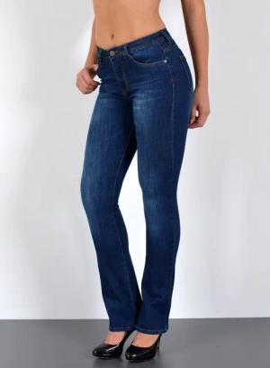 ESRA Bootcut-Jeans Damen Bootcut Jeans High Waist Schlaghose weite Jeans bis Übergröße B7