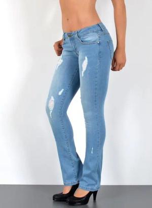 ESRA Bootcut-Jeans Damen Schlaghose Bootcut Jeans Damen Stretch Hose bis Übergröße B3 Damen Jeans Bootcut Hose Wide Leg Jeanshose Low Waist bis Plus Size