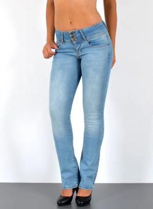 ESRA Bootcut-Jeans Damen Schlaghose Bootcut Jeans Damen Stretch Hose bis Übergröße B3 Damen Jeans Bootcut Hose Wide Leg Jeanshose Low Waist bis Plus Size