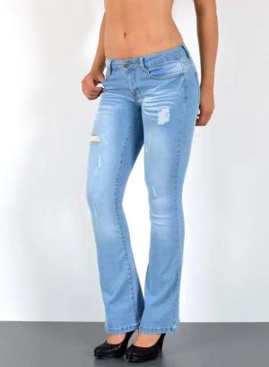ESRA Bootcut-Jeans Damen Schlaghose Bootcut Jeans Damen Stretch Hose bis Übergröße B3 Damen Jeans Bootcut Hose Wide Leg Jeanshose Low Waist bis Plus Size