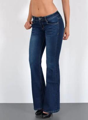 ESRA Bootcut-Jeans Damen Schlaghose Bootcut Jeans Damen Stretch Hose bis Übergröße B3 Damen Jeans Bootcut Hose Wide Leg Jeanshose Low Waist bis Plus Size