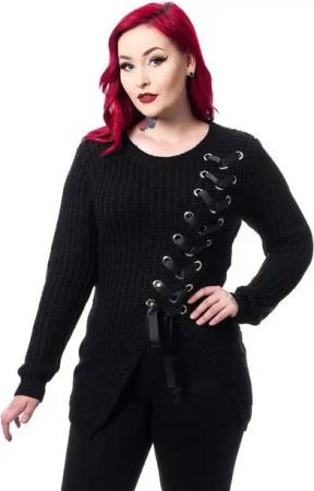 Poizen Industries Sweatshirt Meleri Top Gothic Pulli Schnürung