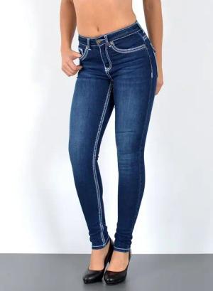 ESRA Skinny-fit-Jeans Jeans Damen Skinny Hose High Waist Jeanshose dicke Naht Jeans Skinny Skinny Jeans Damen High Waist dicke Naht Jeans weiße Naht Stretch Hose