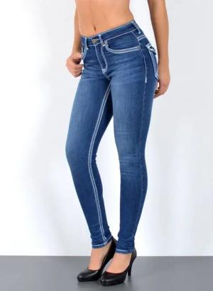 ESRA Skinny-fit-Jeans Jeans Damen Skinny Hose High Waist Jeanshose dicke Naht Jeans Skinny Skinny Jeans Damen High Waist dicke Naht Jeans weiße Naht Stretch Hose
