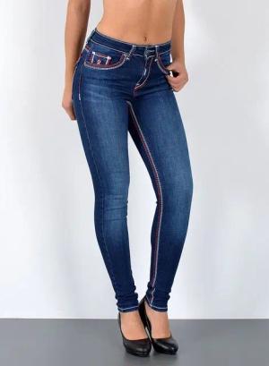 ESRA Skinny-fit-Jeans Jeans Damen Skinny Hose High Waist Jeanshose dicke Naht Jeans Skinny High Waist Jeans Damen Stretch Skinny Jeans Damen dicke Naht Jeanshose
