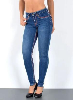 ESRA Skinny-fit-Jeans Jeans Damen Skinny Hose High Waist Jeanshose dicke Naht Jeans Skinny Skinny Jeans Damen High Waist dicke Naht Jeans weiße Naht Stretch Hose
