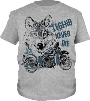 Tini - Shirts Print-Shirt Wolf Motorrad Motiv Kindershirt Kinder T-Shirt Biker : Legend Never Die