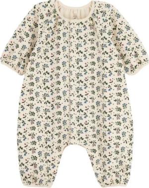Petit Bateau Wickelbody Petit Bateau Langarm Overall beige mit Blumen