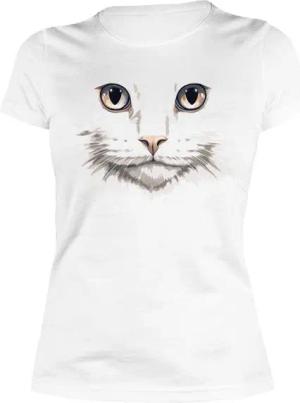 Art & Detail Shirt T-Shirt Weiße Katze Design für Damen