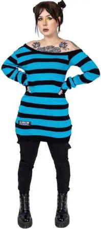 Poizen Industries Strickpullover Camden Strickpullover Punk Gothic Pullover Sweater Sweatshirt Pulli Gestreift