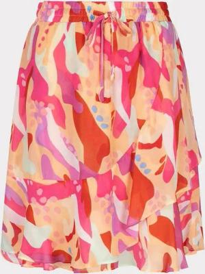 Esqualo Sommerrock Esqualo Rock Knielang mit Volants Print Pink
